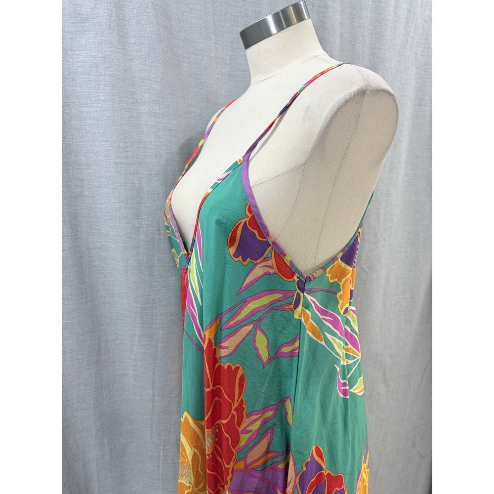Millibon USA Floral Cocoon Dress Balloon Hem Sleeveless Oversized M Resortwear - Picture 10 of 12
